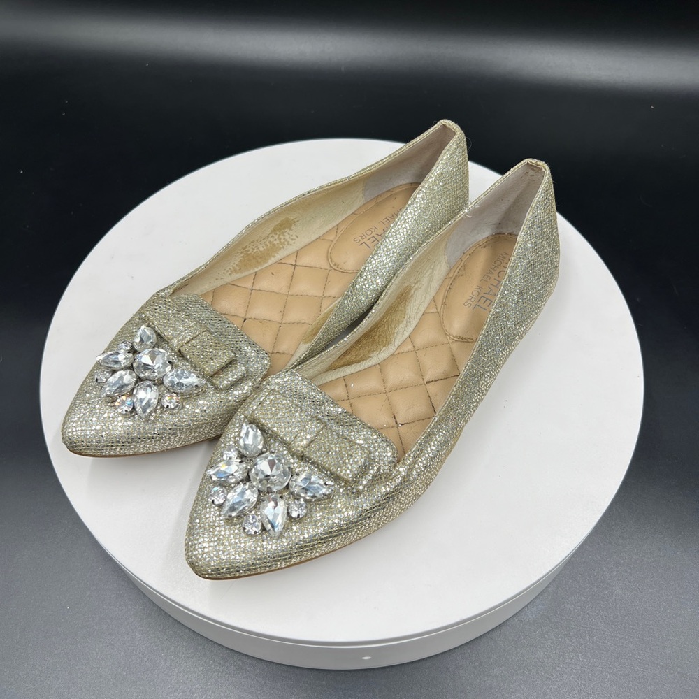 MICHAEL KORS Gold Flats with Rhinestones